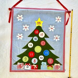 Pottery Barn Kids Fabric Christmas Tree Advent Calendar 32 1/2”tall  27 3/4”wide